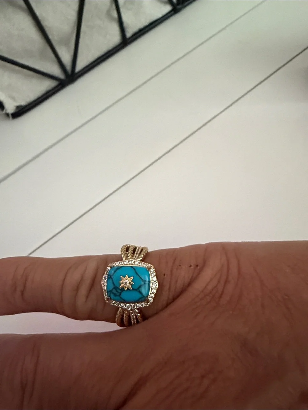 Bomb Party Women's Turquoise Stone Winged Ring - Blue
